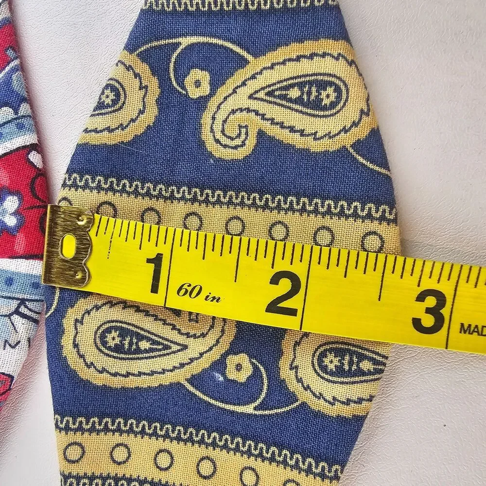 The Whatknot Vintage Adjustable Pre-Tied Bow Ties Lot of 2 Paisley Cotton USA